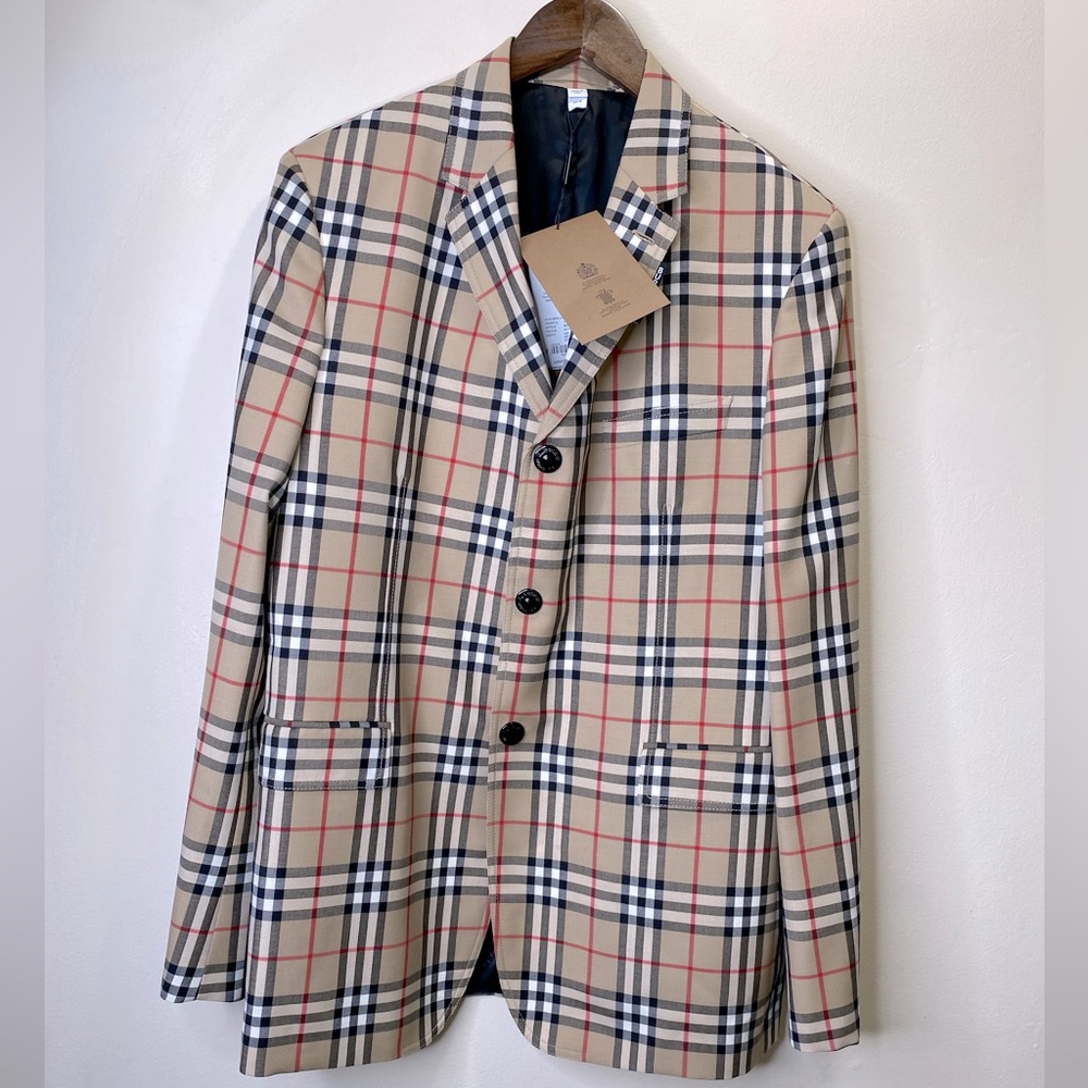 BURBERRY Single-Breasted Vintage Check Wool Mohair Slim-Fit Tailored Jacket 42R